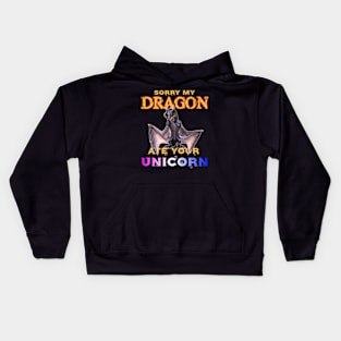 Fantasy Dragon ate cute dabbing Unicorn Kids Hoodie